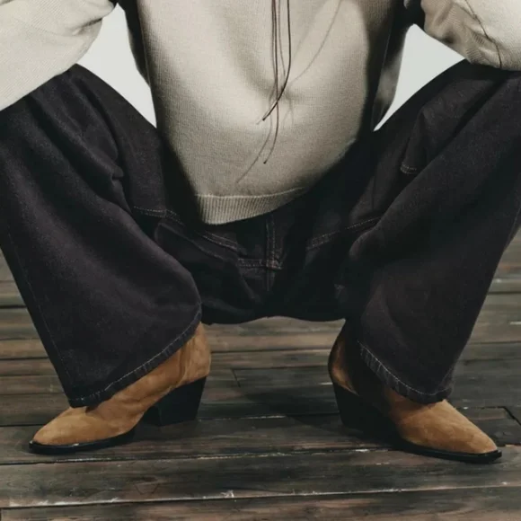 Zara Brown Suede Ankle Booties - Picture 2 of 9